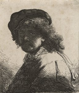 Rembrandt med lue og skjerf, ca. 1663 av Rembrandt van Rijn
